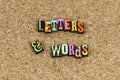Letters words phrase spelling Royalty Free Stock Photo