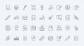 Storytelling, copywriting line icons set, authors symbols to write blog content, article