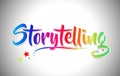 Storytelling Handwritten Word Text with Rainbow Colors and Vibrant Swoosh