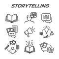 Storytelling Icon Set with Speech Bubbles Royalty Free Stock Photo