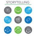 Storytelling Icon Set with Speech Bubbles Royalty Free Stock Photo