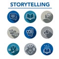 Storytelling Icon Set with Speech Bubbles Royalty Free Stock Photo