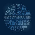 Storytelling vector circular concept outline blue illustration Royalty Free Stock Photo