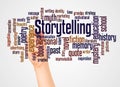 Storytelling word cloud and hand with marker concept Royalty Free Stock Photo