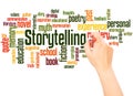 Storytelling word cloud hand writing concept