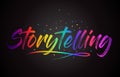 Storytelling Word Text with Handwritten Rainbow Vibrant Colors and Confetti