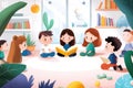 Storytime in a bright classroom with children and teacher in a cozy learning environment Royalty Free Stock Photo