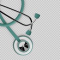Stothoscope 3d render. Medical equipment. Diagnostics of heart and lung health. Health care banner concept. Vector isolated on
