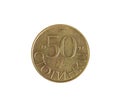 50 Stotinki coin made by Bulgaria in 1992 Royalty Free Stock Photo