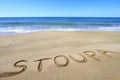 Stoupa written on the beach Royalty Free Stock Photo