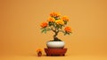 Stout Minimalist Marigold Bonsai Tree - Resilient Hd Desktop Wallpaper