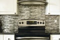 Stove closeup in kitchen interior. Royalty Free Stock Photo