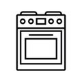 Stove oven icon vector sign isolated on white background. Line art style stove icon vector illustration. Royalty Free Stock Photo