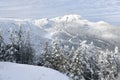 Stowe Ski Resort in Vermont, view to the Mansfield mountain slopes