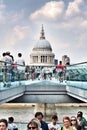 Stpauls cathedral millennium bridge people architecture Royalty Free Stock Photo