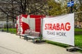 Strabag company logo and container in a construction site in Ostrava Royalty Free Stock Photo