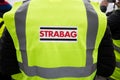 Strabag construction worker in a yellow work outfit Royalty Free Stock Photo