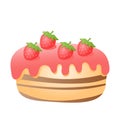 Strawberry cheese cake cartoon vector illustration isolated object