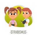 Strabismus medical concept. Vector illustration.