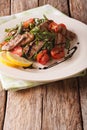 StraccettiÃ¯Â¿Â½salad with grilled beef, arugula and tomatoes close-u