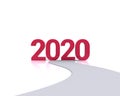 Strada che arriva al 2020 in 3d colore rosso