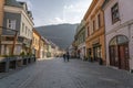 Strada Michael Weiss street view, in Brasov, Romania Royalty Free Stock Photo