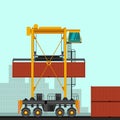 Straddle carrier with container Royalty Free Stock Photo