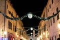 Stradun street decorated with Christmas lights and ornaments, Dubrovnik