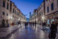 Stradun Street at night in the city of Dubrovnik, Croatia