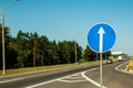 Straight Ahead Blue Traffic Road Sign