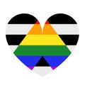 Straight alliance heart flag vector illustration. Straight ally pride, emotional badge symbol.