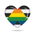 Straight Ally pride flag in heart shape vector illustration