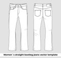 Straight bootleg jeans fit template for female