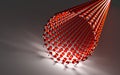 Straight Carbon Nanotube, Red Atoms and White Bonds Royalty Free Stock Photo