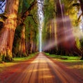 Straight Country estate Road Lined with trees Royalty Free Stock Photo