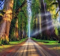 Straight Country estate Road Lined with trees