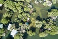 Straight down view Climate Change Flooding with a House Under water Royalty Free Stock Photo