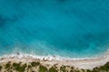 Straight down view on waves on rocky shore by Bunec Beach area in Summer 2022, Albania Royalty Free Stock Photo