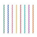 Straight realistic drink straw pipe set on white Royalty Free Stock Photo