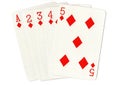 A straight flush of diamonds poker hand of cards. Royalty Free Stock Photo