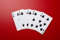 Straight flush poker hand Royalty Free Stock Photo