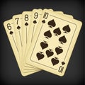 Straight Flush of Spades from Six to Ten - vintage playing cards vector illustration Royalty Free Stock Photo