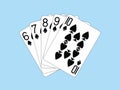Straight Flush of Spades  - Six to Ten - playing cards Royalty Free Stock Photo