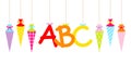 Straight Hanging Colorful School Cornets And ABC Letters