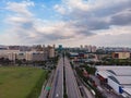 Straight highway leading to the city in Singapore