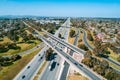 Straight highway passing through interchange.