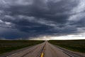 Straight Highway and Storm Cloud Royalty Free Stock Photo