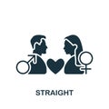 Straight icon. Monochrome simple Lgbt icon for templates, web design and infographics