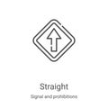 straight icon vector from signal and prohibitions collection. Thin line straight outline icon vector illustration. Linear symbol
