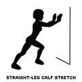 Straight leg calf stretch. Sport exersice. Silhouettes of woman doing exercise. Workout, training Royalty Free Stock Photo